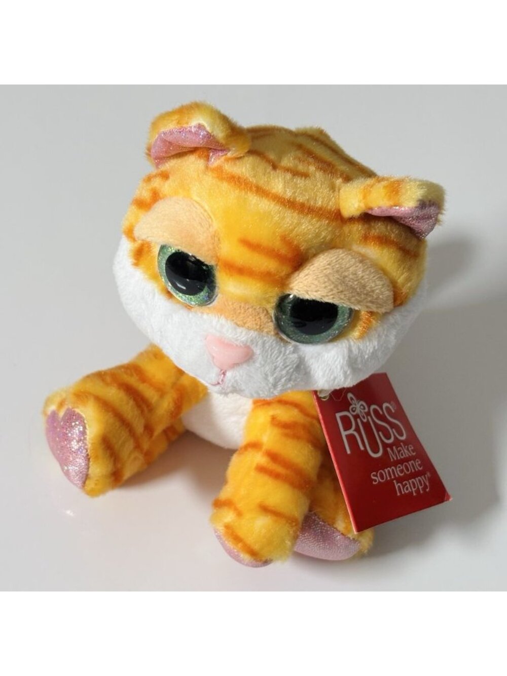 Vintage 90s Y2K Russ Lil Peepers "Amber" Orange Tabby Collectible Plush 6-7 Inch